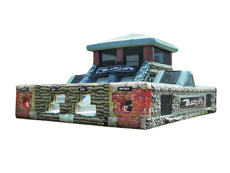 A Special OPS inflatable obstacle course rental with a military black ops theme.