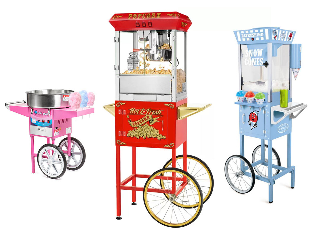 Rentable popcorn, cotan candy, and snow cone machines in Chicago.